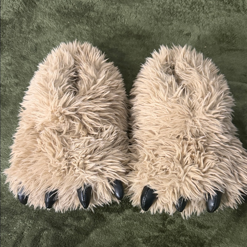 Furry Bear Paw Slippers